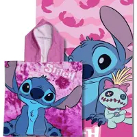 Disney Stitch Stitch Strandset Kinderen – 2 Delig – Badponcho & Strandlaken – Roze – Sneldrogend