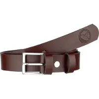 Ladeheid Kinderriem – Riem - Jongens - Broekriem - Verstelbaar - Leer – Bruin/Logo-1 – 60 cm LA-EL-KIDS