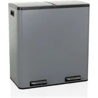 Hjh OFFICE Afvalbak / afvalscheidingssysteem Clean 13 - 60L (2x30L) staal grijs
