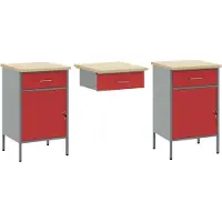 vidaXL Werk Cabinet 8 st Rood en Grijs Engineered hout en staal