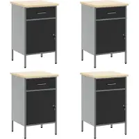 vidaXL Werk Cabinet met lade 10 st Zwart Engineered hout en staal