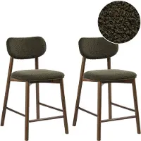 Beliani MILLS - Barstoel set van 2 - Bruin/Groen - Rubberhout
