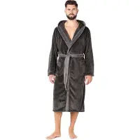 Ladeheid Heren Badjas - Wasmachine bestendig - Polyester - LA-LA40-221-DG - Grafiet/Grijs – XXL