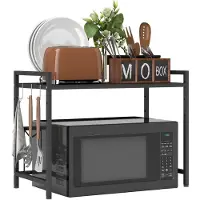 HOMCOM Kitchen Storage Shelf-Metall-39,5-64L x 32B x 47,5H cm-Schwarz