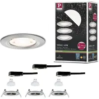 Paulmann inbouwlamp NOVA, ijzer, Ø 8 cm, vast, 2.700 K, set van 3 NOVA, alu / grijs / zink, Badkamer, Aluminium, Modern