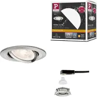 Paulmann inbouwlamp NOVA, ijzer, Ø 9 cm, draaibaar, 827, dimbaar, alu / grijs / zink, Badkamer, Aluminium, Modern, plafondlamp