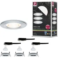 Paulmann inbouwlamp NOVA, aluminium, Ø 8 cm, vast, 2.700 K, set van 3 NOVA, alu / grijs / zink, Badkamer, Aluminium, Modern