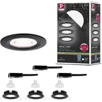 Paulmann inbouwlamp NOVA, zwart, Ø 8 cm, vast, 4.000 K, set van 3 NOVA, zwart, Badkamer, Aluminium, Modern
