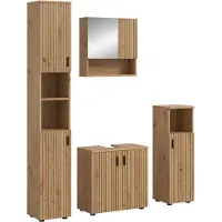 Furnilux Badcombinatie artisan oak 4-delige set met spiegelkast en wastafel -