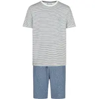 Phil&Co. Pyjama kort ' Classics ' blauw / grijs / offwhite