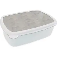 MuchoWow Broodtrommel Wit - Lunchbox Grijs - Beton print - Industrieel - Brooddoos 18x12x6 cm - Brood lunch box - Broodtrommels voor kinderen en volwassenen