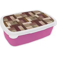 MuchoWow Broodtrommel Roze - Lunchbox Modern - Geometrie - Kleurrijk - Brooddoos 18x12x6 cm - Brood lunch box - Broodtrommels voor kinderen en volwassenen