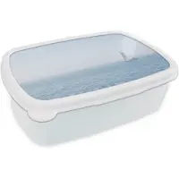 MuchoWow Broodtrommel Wit - Lunchbox Horizon - Zeilboot - Zee - Brooddoos 18x12x6 cm - Brood lunch box - Broodtrommels voor kinderen en volwassenen