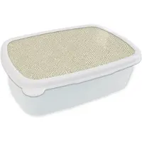 MuchoWow Broodtrommel Wit - Lunchbox Geometrisch - Lijnen - Groen - Brooddoos 18x12x6 cm - Brood lunch box - Broodtrommels voor kinderen en volwassenen