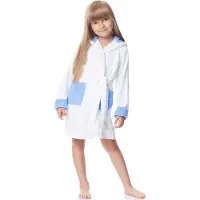 Ladeheid Kinderen Badjas met Capuchon - Wasmachine bestendig - Katoen - Badstof - LA-LA40-103-DG - Weiß/Blau (P1/M9) - 146-152