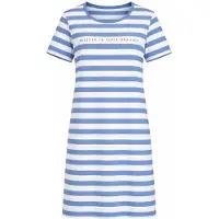 Comtessa - Dames Nachthemd – 95 cm – Blauw Gestreept – 100% Katoen - Maat 44