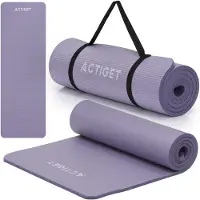 Springos ACTIGET Yogamat, fitnessoefening, antislip, 183x61 cm, pilatesmat, paars