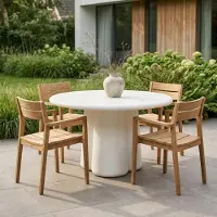 Giga Meubel Tuintafel Boaz Rond Off-White 120cm