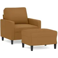 vidaXL Fauteuil met voetenbank 60 cm fluweel bruin
