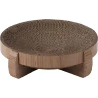 Flamingo Krabkarton Lico – Rond Krabmeubel met Catnip voor katten – Bruin – Ø 38 cm x 9,5 cm