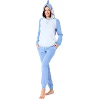 Ladeheid Dames Pyjama - met Capuchon - Lange mouwen - Lange broek - Katoen - LA-LA40-238-PJ - Blauwe Haai - XL