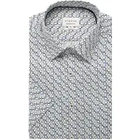 Eterna Blauw geprint korte mouw overhemd Modern Fit strijkvrij