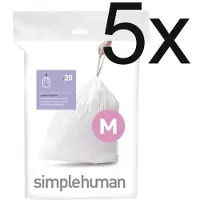 Simplehuman Vuilniszakken met trekband 45 liter | code M | 5 x 20 stuks