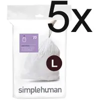 Simplehuman Vuilniszakken met trekband 18 liter | code L | 5 x 20 stuks