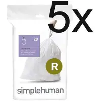 Simplehuman Vuilniszakken met trekband 10 liter | code R | 5 x 20 stuks