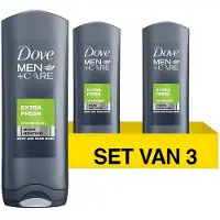 Dove Men+Care Extra Fresh - 3 x 400 ml - Douche Gel - Voordeelverpakking