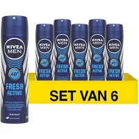Nivea MEN Fresh Active Deodorant Spray - Deo Beschermt 48 uur - Aluminiumvrij - Voordeelverpakking 6 x 150 ml