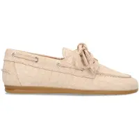 Manfield Beige suède croco boatloafers | Maat 39