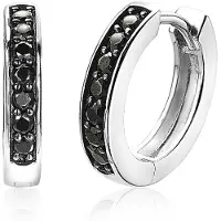 Zinzi zilveren oorringen 15 x 3mm zwart met luxe klapsluiting ZIO191B