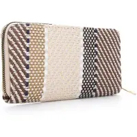 Michelle SF - Portemonnee klassiek zomer - Bruin/Creme - 20 x 10 x 3 cm