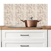KitchenYeah Spatscherm keuken 100x50 cm - Kookplaat achterwand Slang - Patroon - Beige - Muurbeschermer - Spatwand fornuis - Hoogwaardig aluminium