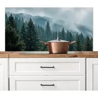 KitchenYeah Spatscherm keuken 120x60 cm - Kookplaat achterwand Naaldwoud - Bergen - Mist - Muurbeschermer - Spatwand fornuis - Hoogwaardig aluminium