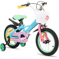 Stitch Macaron Kinderfiets - 14 Inch - Voor Meisjes & Jongens (2-9 Jaar) - Met Mandje & Zijwieltjes - Geschikt voor buitenactiviteiten in de lente