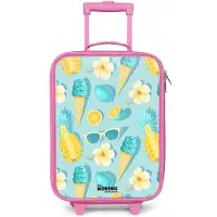 NoBoringSuitcases.com - Kinderkoffer roze - Kindertrolley meisje - Ibiza icecream - Koffer kind lichtgewicht - Reiskoffer trolley voor kinderen - Koffertje met lichtgevende wieltjes - Rolkoffer