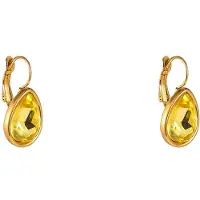 Go Dutch Label Oorhangers French Hook - Big Drop Stone Yellow