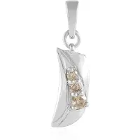 Cavill - Zilveren Hanger - 925 Sterling Zilver Platina Geplated - I2 Champagne Diamant 0,187 ct Ronde Briljant - Elegante Dameshanger 23x6 mm