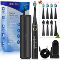 Seago Elektrische Tandenborstel - Zwart - Reisetui - Wittere tanden - 8 Opzet-borstels -5 poetsmodi-Timer