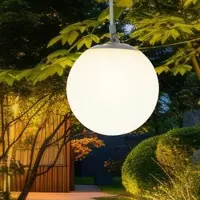 Expo Börse LED solarlamp hanglamp balkonlamp wit globe buitenlamp rubber lus, kunststof, 4x LED warm wit, DxH 20x75 cm