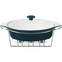 Maestro MR-1009 Keramische Warmhoudschaal - 2.3L - Inclusief Glazen Deksel en Waxinelichthouder - Zwart - 37.5 cm