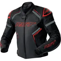 Rst S1 D3O, leren jas geperforeerd ,zwart/rood/grijs ,XL