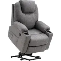 MCombo 7040 Elektrische Relaxstoel met Opstahulp – Massage, Verwarming, USB - Grijs Stof