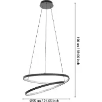 Eglo 900472 Ruotale Hanglamp Aluminium, Staal Zwart/Kunststof Wit - 37W/4800LM/3000K