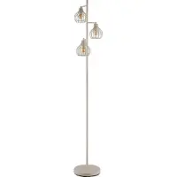 Globo Vloerlamp Mateo, crème / amber, Woon-/ Eetkamer, metaal, vloerlamp