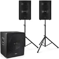VONYX actieve 2.1 geluidsinstallatie 1600W met 18 actieve subwoofer, 12 speakers en een