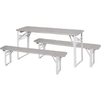 Roba Outdoor Party set 2 banken + 1 tafel grijs geglazuurd