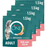 Purina One 4x Kattenvoer Droog Adult Zalm - Volkoren Granen 1,5 kg
